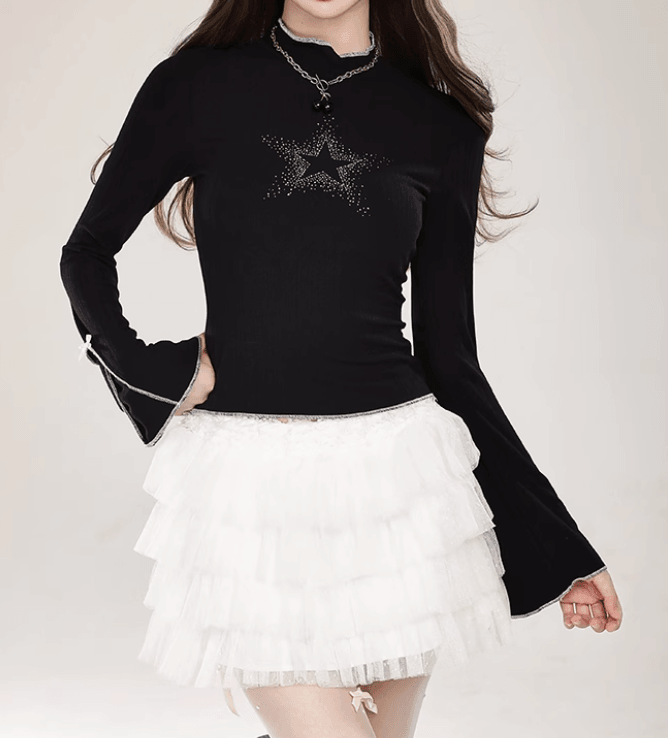 スターデザインスリムフィット長袖Tシャツ PIX-TS-1671