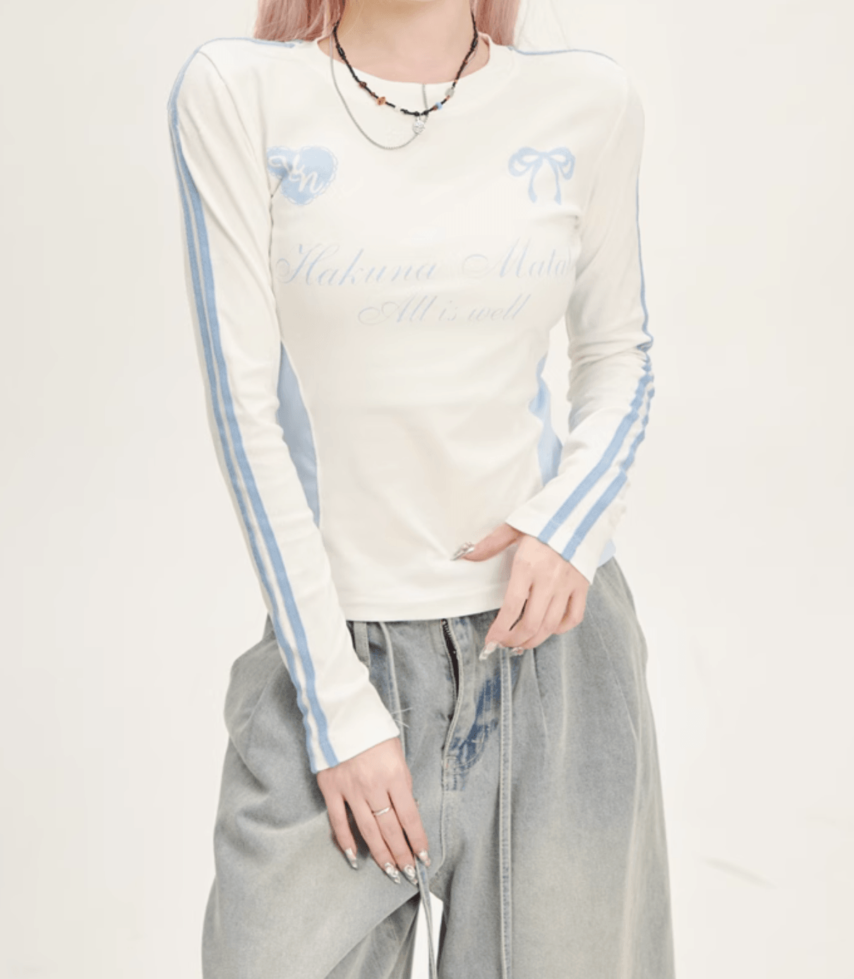 ロゴプリントラインスリーブ長袖シャツ PIX-TS-1668
