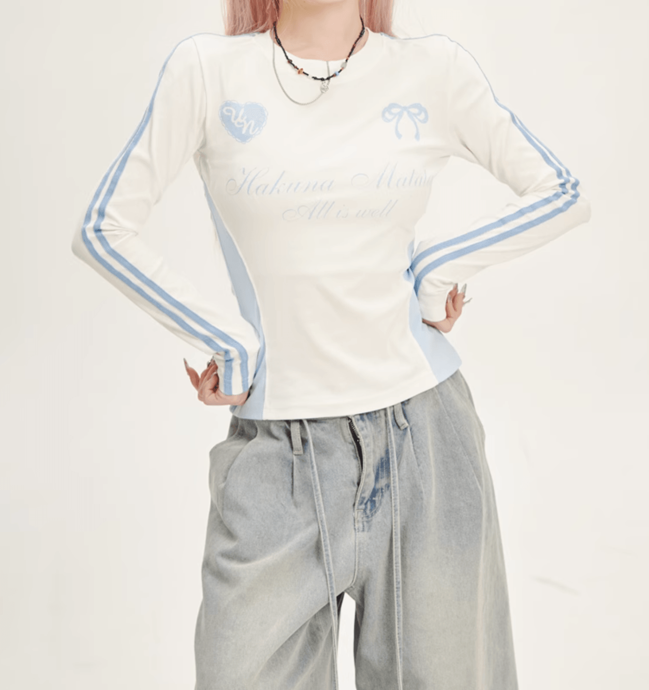 ロゴプリントラインスリーブ長袖シャツ PIX-TS-1668