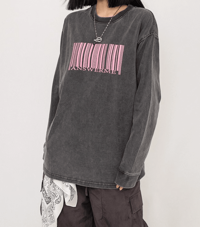 オーバーサイズバーコードロングTシャツ PIX-TS-1642