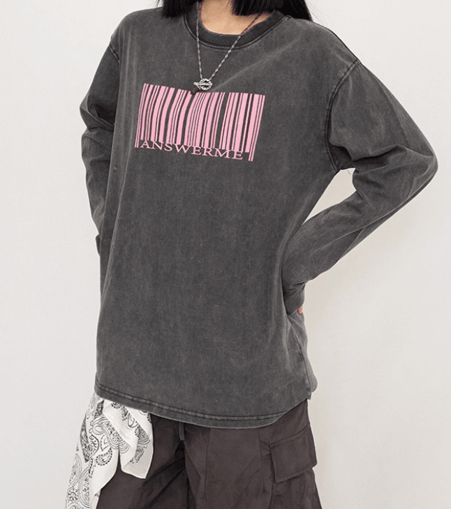 オーバーサイズバーコードロングTシャツ PIX-TS-1642