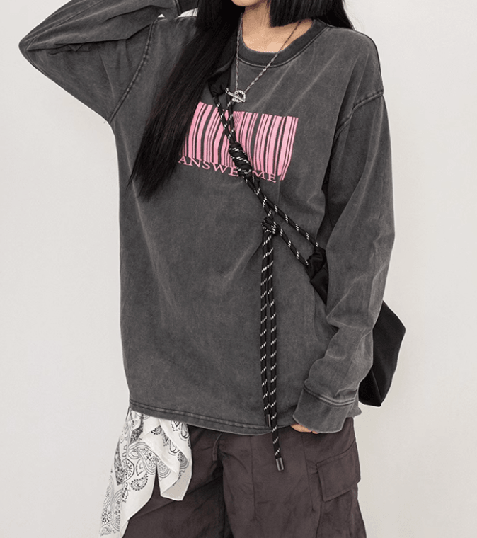 オーバーサイズバーコードロングTシャツ PIX-TS-1642