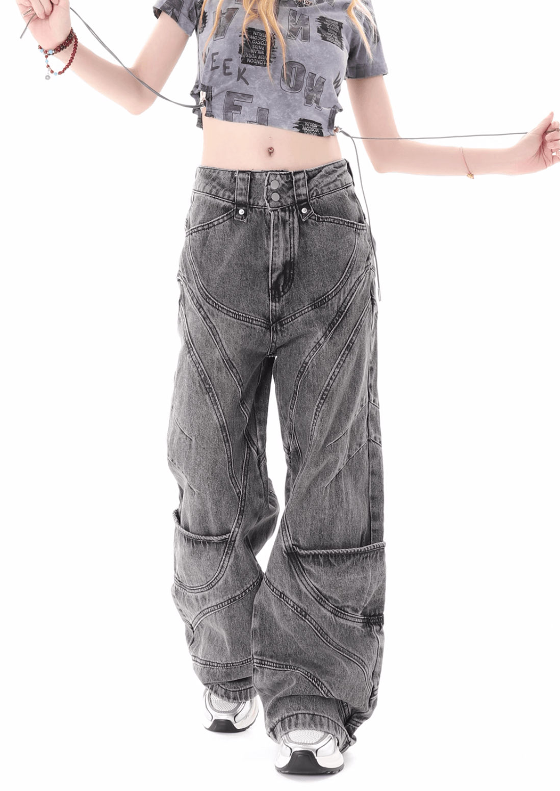 ヴィンテージステッチY2Kデニムパンツ PIX-JN-1584