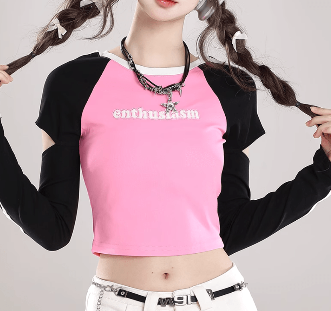 カットアウトスリーブ・クロップドトップ PIX-TS-1669