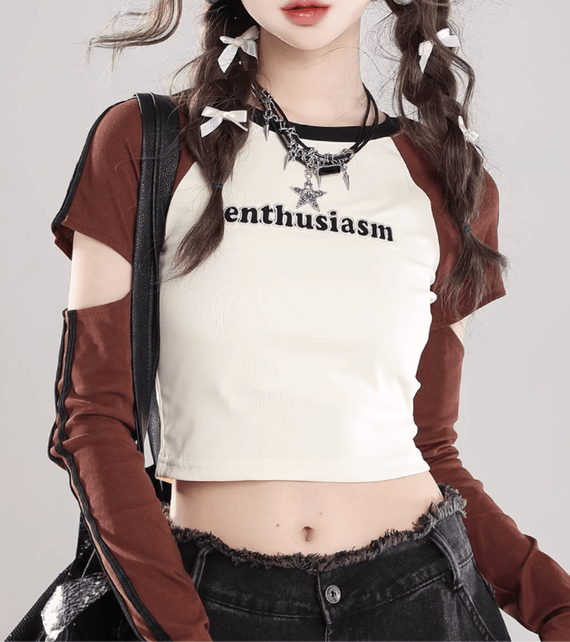 カットアウトスリーブ・クロップドトップ PIX-TS-1669
