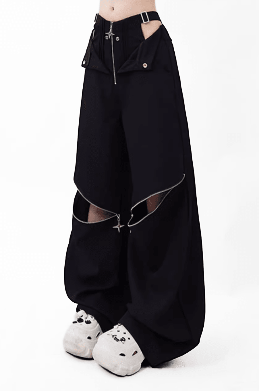 ジッパーカットアウトワイドパンツ PIX-JN-1599