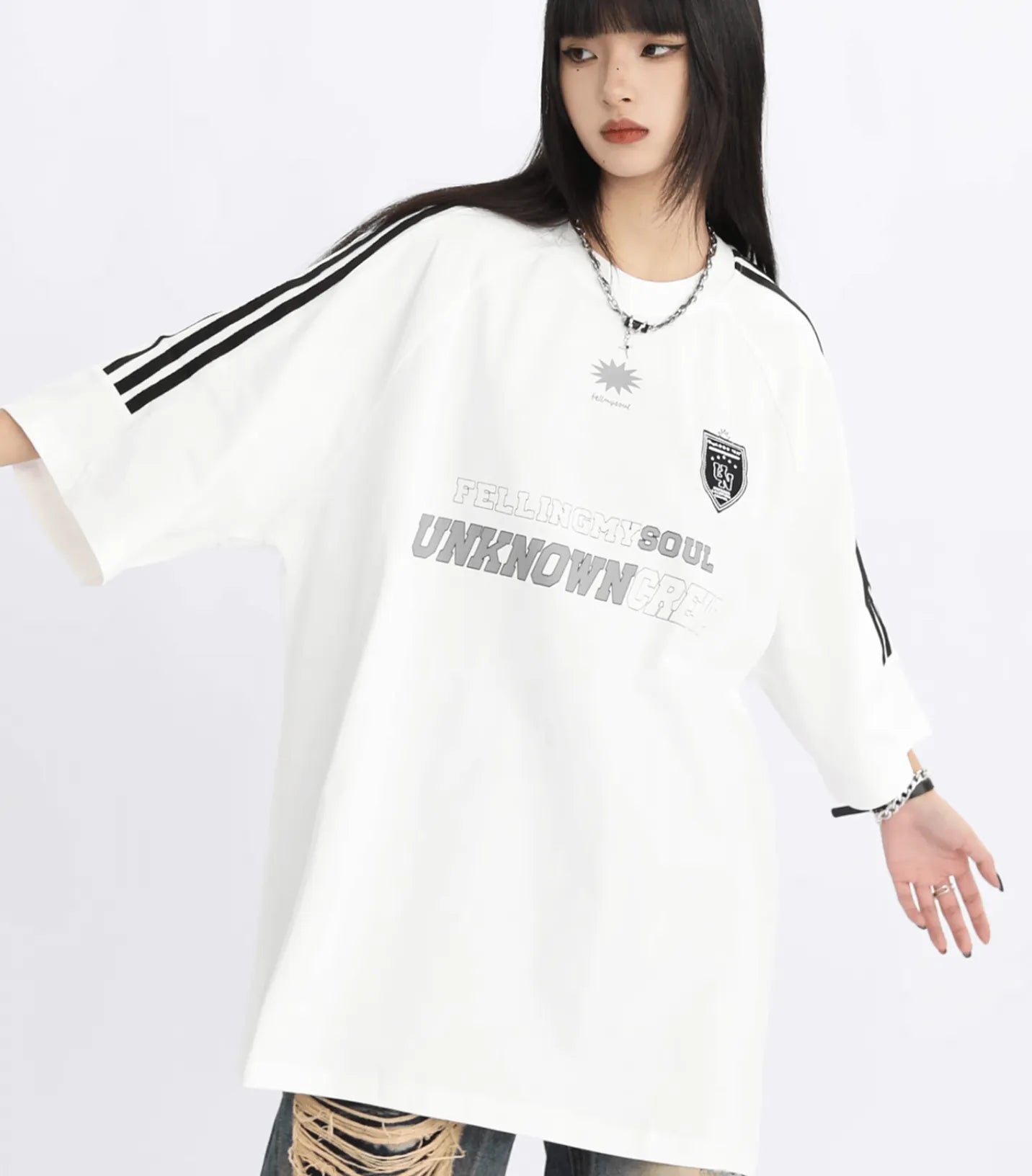 クルーオーバーサイズTシャツ ブラック PIX-TS-1686