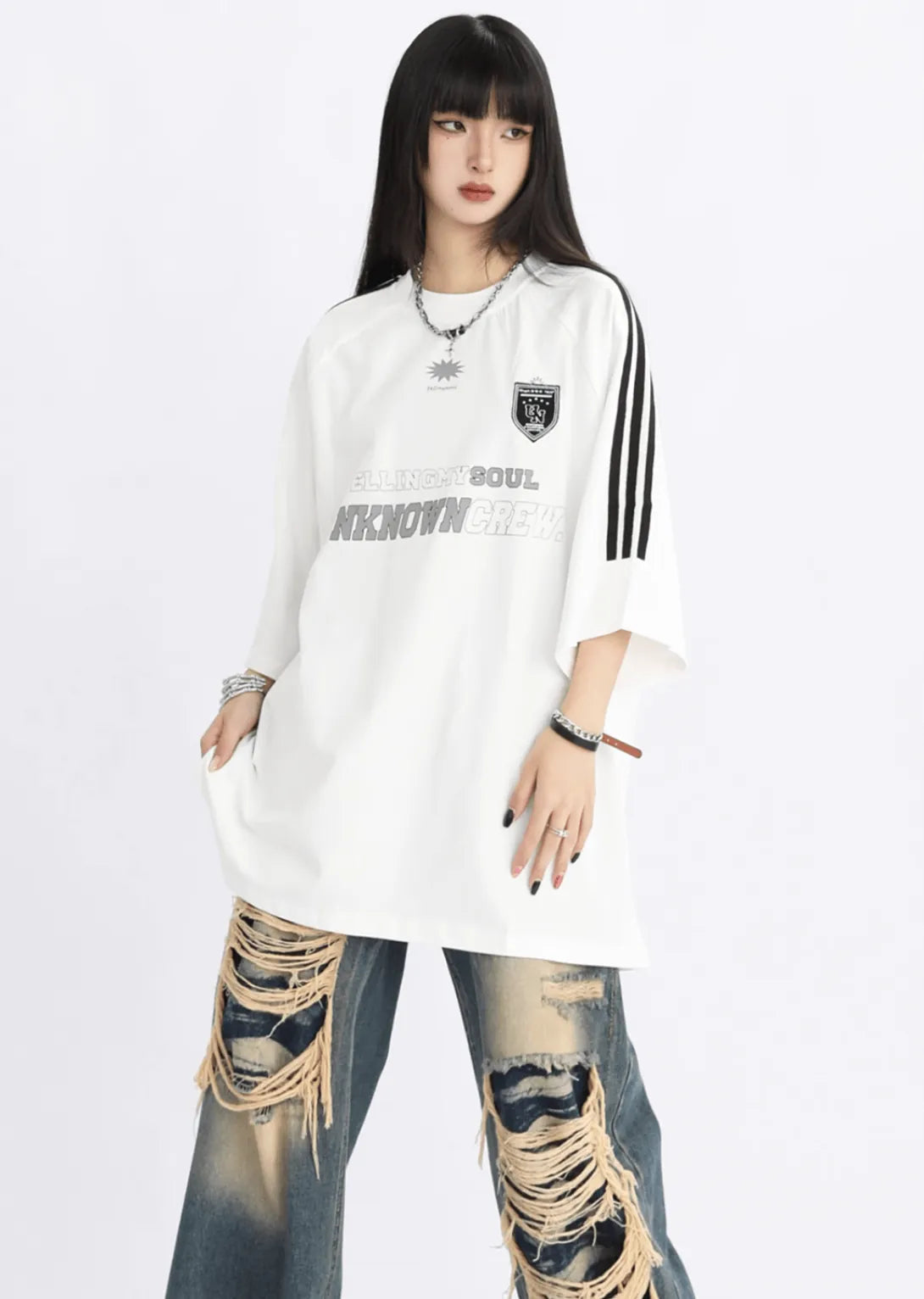 クルーオーバーサイズTシャツ ブラック PIX-TS-1686
