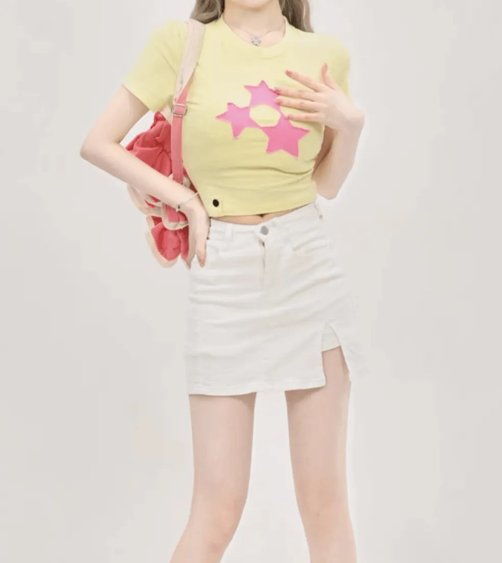 デニムスタークロップドTシャツ PIX-TS-1688