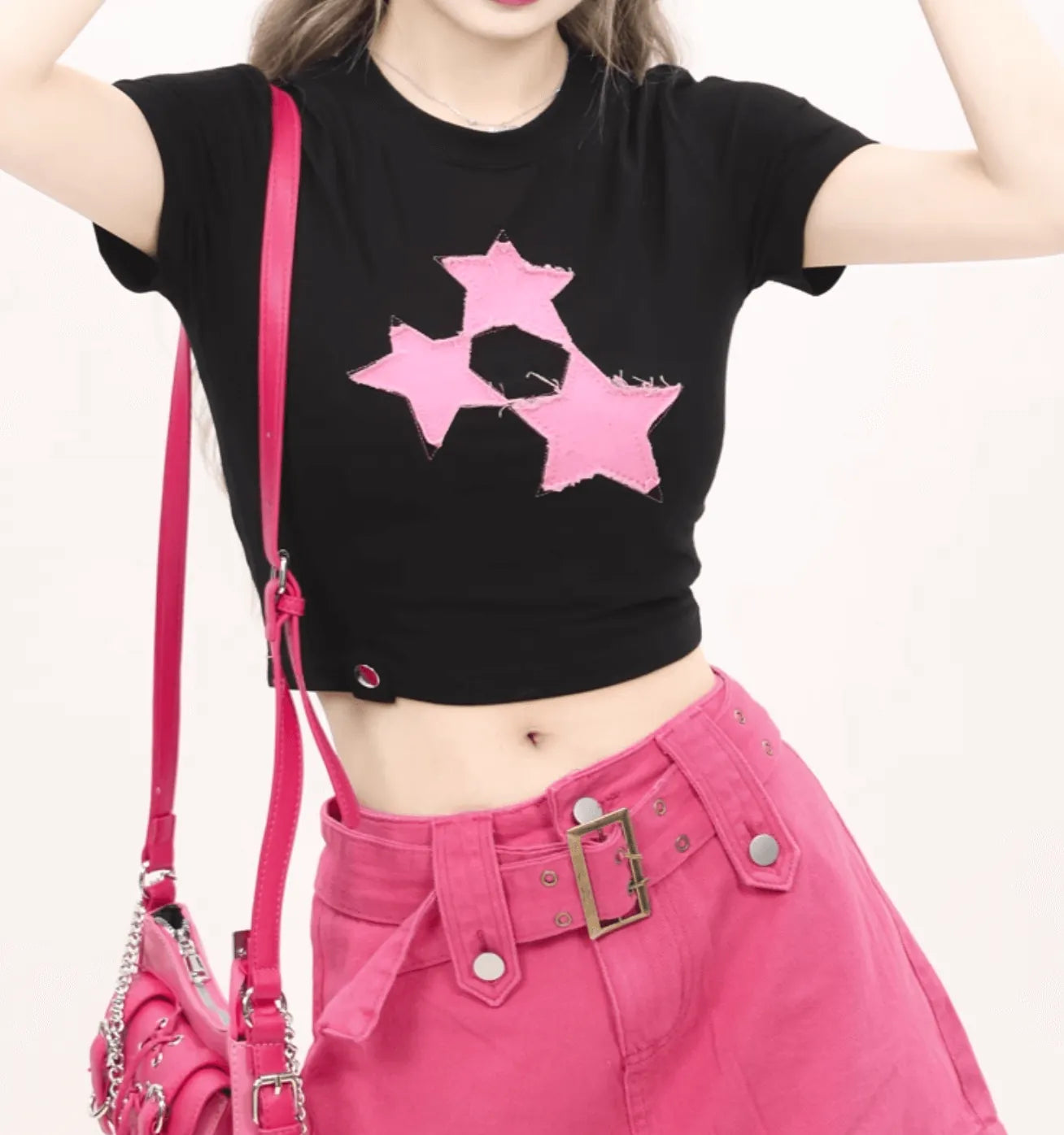 デニムスタークロップドTシャツ PIX-TS-1688