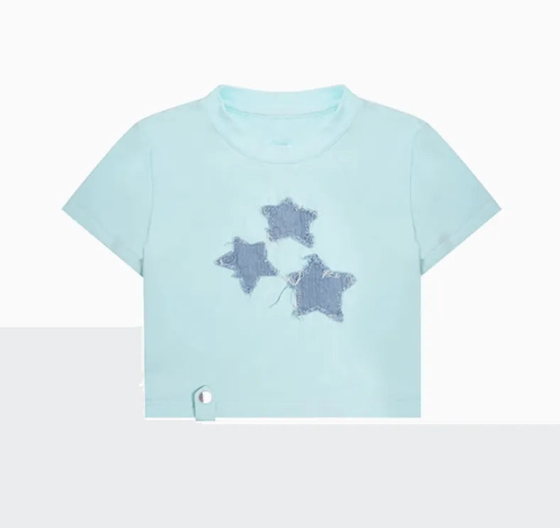 デニムスタークロップドTシャツ PIX-TS-1688
