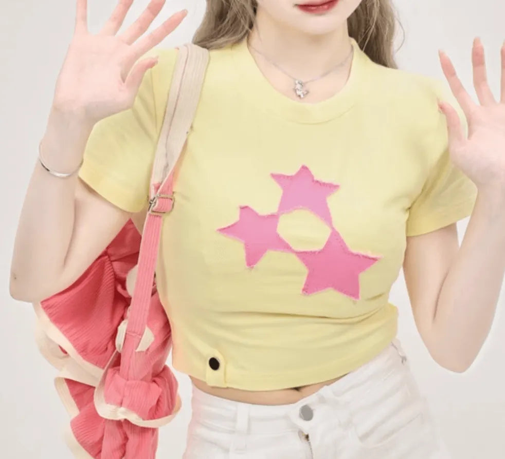 デニムスタークロップドTシャツ PIX-TS-1688