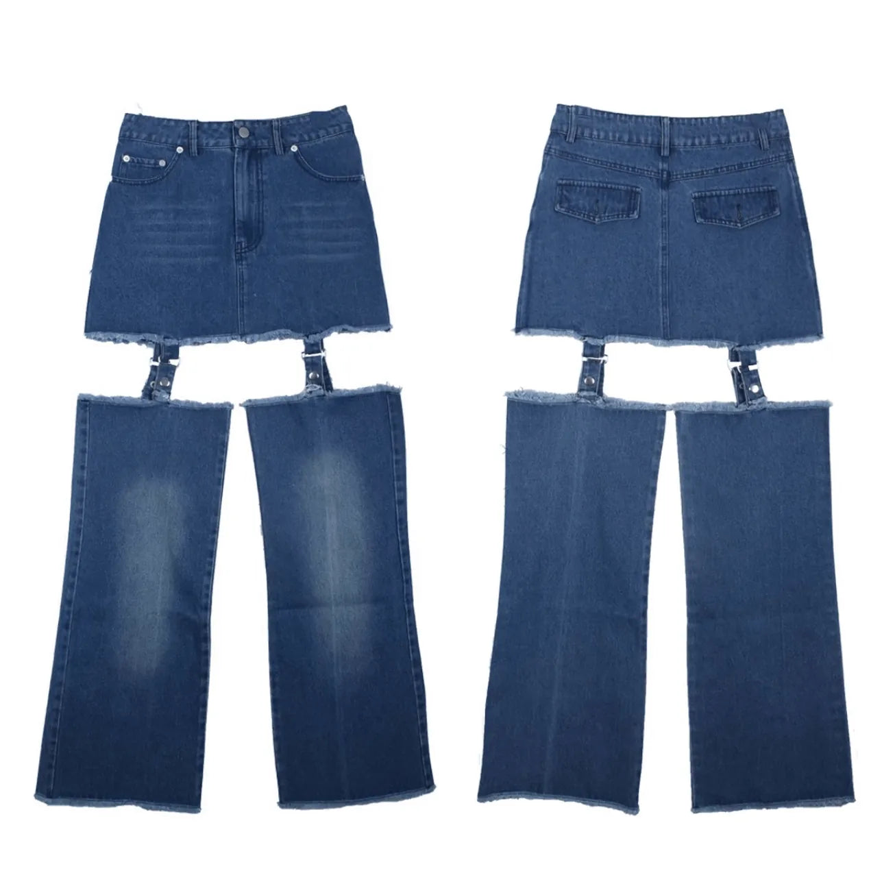 デタッチャブルデニムスカートパンツ PIX-JN-1634
