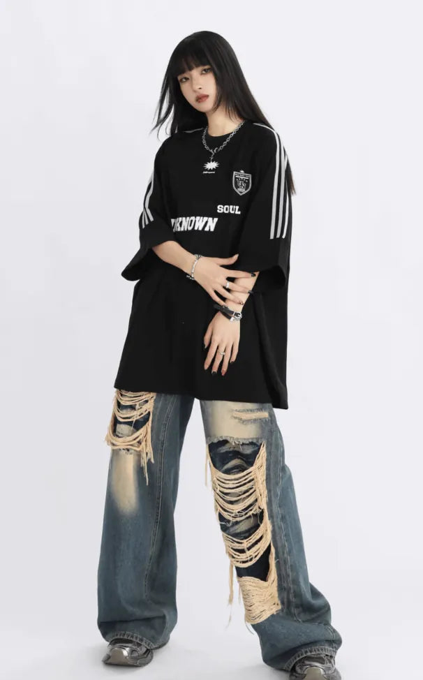 クルーオーバーサイズTシャツ ブラック　PIX-TS-1686