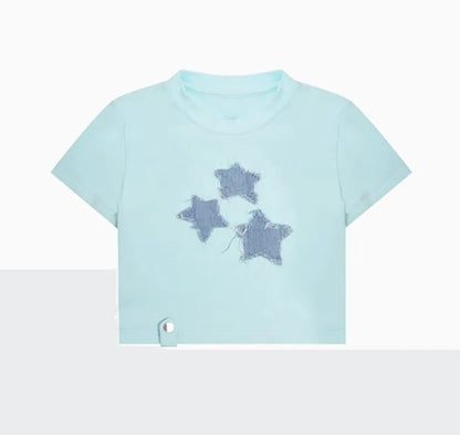 デニムスタークロップドTシャツ　PIX-TS-1688