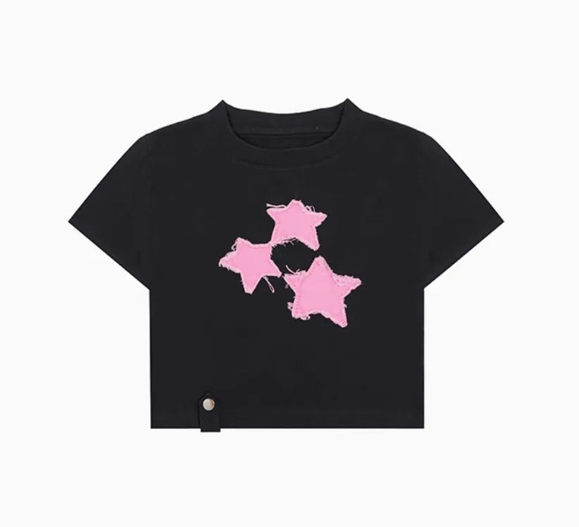 デニムスタークロップドTシャツ　PIX-TS-1688