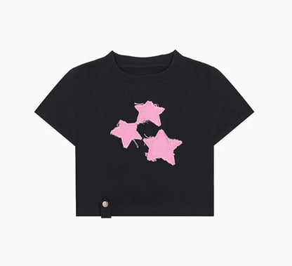 デニムスタークロップドTシャツ　PIX-TS-1688