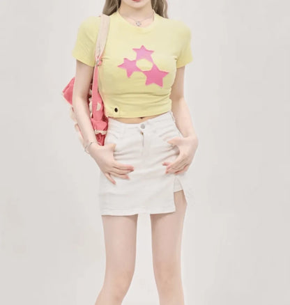 デニムスタークロップドTシャツ　PIX-TS-1688