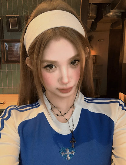 韓国ストリートクロップドラグランTシャツ　PIX-TS-1693