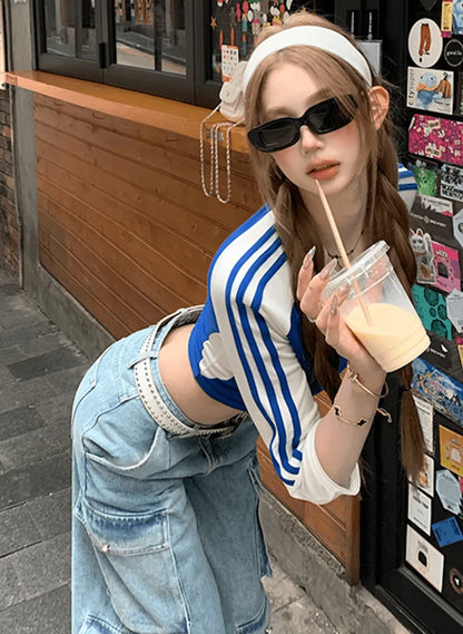 韓国ストリートクロップドラグランTシャツ　PIX-TS-1693