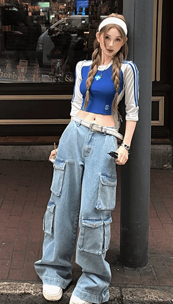 韓国ストリートクロップドラグランTシャツ　PIX-TS-1693
