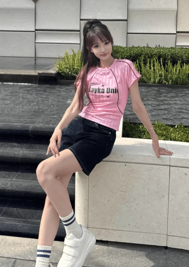 ピンクカラースポーツTシャツ　PIX-TS-1692
