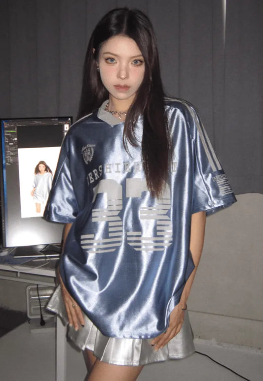 サテンナンバーロゴ・スポーティーTシャツ　PIX-TS-1685