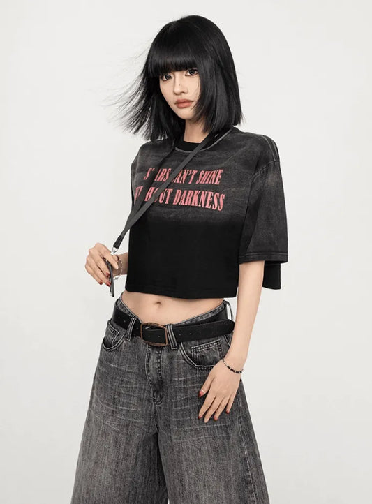 ウォッシュドロゴクロップドTシャツ　PIX-TS-1691