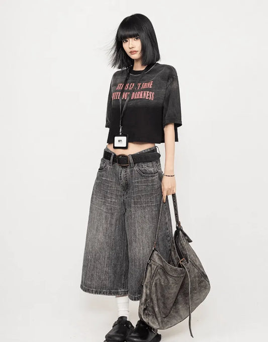 ウォッシュドロゴクロップドTシャツ　PIX-TS-1691